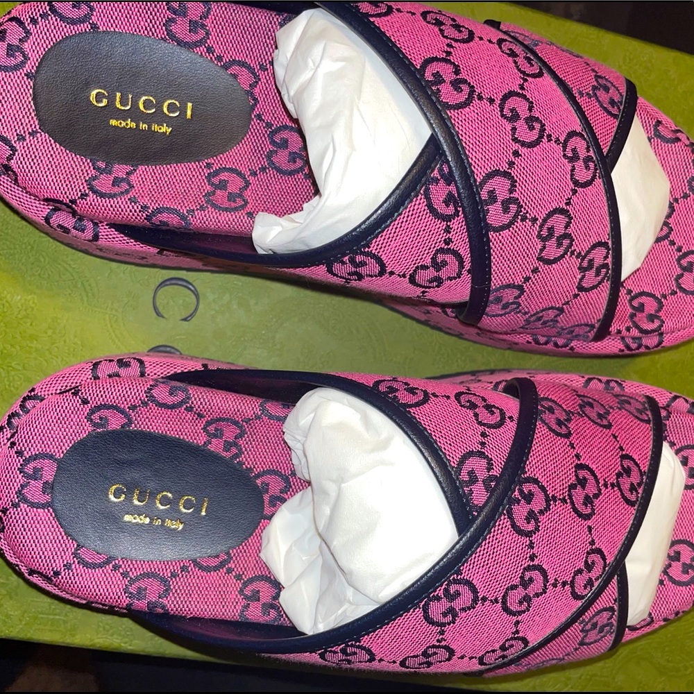 Gucci MultiColor GG Platform Sandals